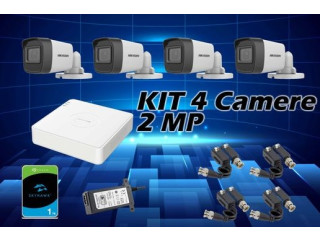 Montaj kit supraveghere Hikvision 4 camere dome 2MP