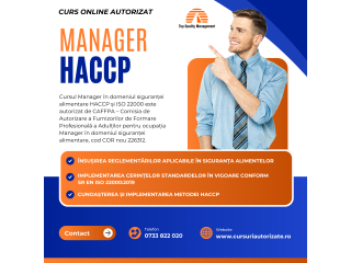 Curs online Manager HACCP și ISO 22000